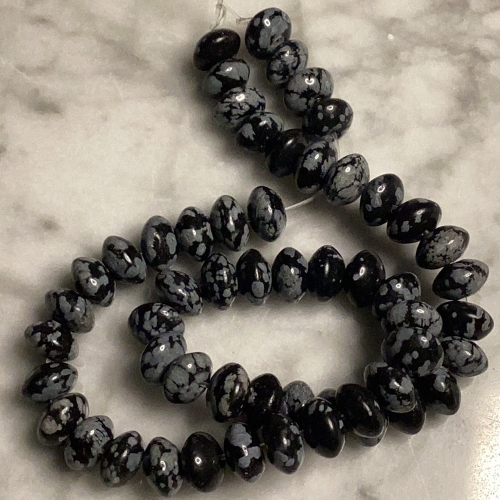 Bead, snowflake obsidian (natural), 8x5mm rondelle, B grade - Picture 2 of 2